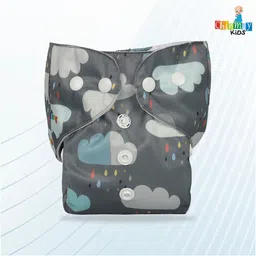 Chinmay Kids One Size Adjustable Baby Cloth Button Diaper - Washable/Reusable Nappies for Infants & Toddlers With White Insert (8 X 8 inch) Pack of 2 image 4