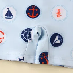 Babyhug Half Raglan Sleeves Legged Swimsuit With Nautical Theme Print - Blue image 4