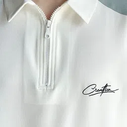 KPOP Colourblocked Polo Collar Short Sleeves T-Shirt image 4