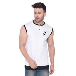 BEYOU FASHION Henley Neck Sleeveless Applique Slim Fit T-shirt-picture-37