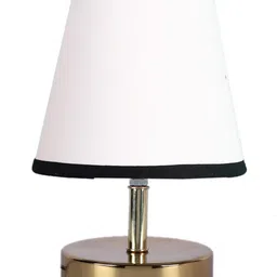 Devansh White & Black cotton Round Metal Gold Table Lamp image 5