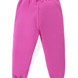 Babyhug Terry Cotton Knit Full Sleeves Text Printed Hooded Top & Jogger Pants Set - Purple & White image 5