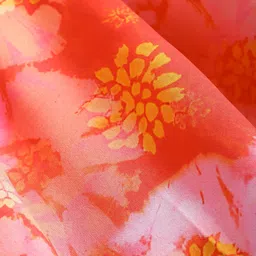 Babyoye Woven Eco Consious Half Puffed Sleeves Floral Printed Party Frock with Peter Pan Collar & Bow Applique - Dark Pink image 5