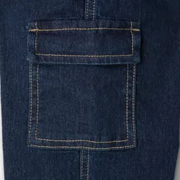 kookie kids india Kookie Kids Denim Woven Full Length Solid Washed Jeans - Navy Blue image 5