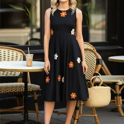 SZN Women Floral Applique Fit & Flare Midi Dress image 3