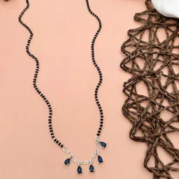 ABDESIGNS Silver-Plated Artificial Stones and Beads Studded Mangalsutra-picture-26