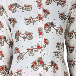 Kurti's by Menka Women Off-White Quirky Printed A-Line Kurta image 2