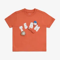 HOP Kids by Westside Orange Baseball-Themed Cotton T-Shirt-image-73