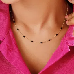 mia by tanishq Mia Sutra DIY with Black Bunch Beads Multiple Stacking Charm Chain image 2