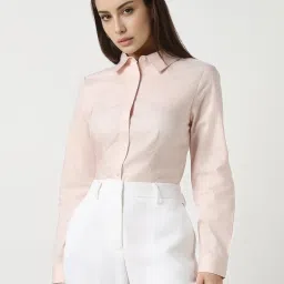 Van Heusen Pink Cotton Solid Formal Shirt image 1