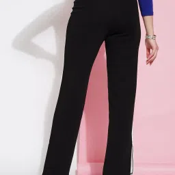 SELVIA Black Regular Fit Mid Rise Bootcut Trousers image 2