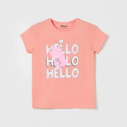 Fame Forever by Lifestyle Kids Peach Cotton Printed T-Shirt image 1
