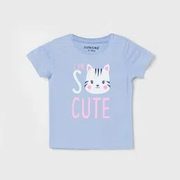 Juniors by Lifestyle Blue Cotton Printed T-Shirt image 1