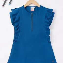 Ed-a-Mamma Kids Blue Cotton Regular Fit Dress-image-33