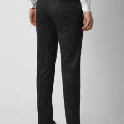 Van Heusen Black Slim Fit Striped Trousers image 2