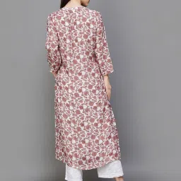 Melange by Lifestyle White & Pink Floral Print Straight Kurta image 2