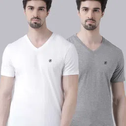 Friskers White & Grey Cotton Slim Fit T-Shirt image 1