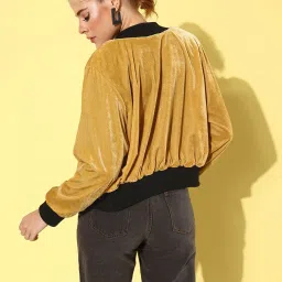 Anvi Be Yourself Yellow & Black Regular Fit Reversible Cropped Jacket image 2