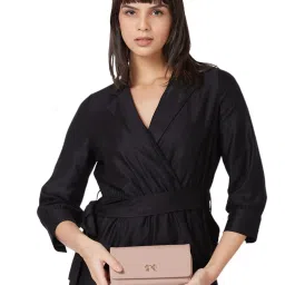 Globus Women Taupe Solid Vegan Leather Envelope Wallet with Wrist Loop image 2