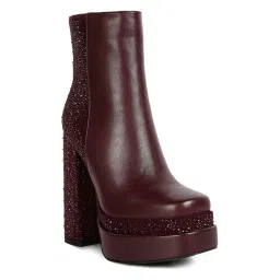 London Rag Women's Burgundy Casual Booties image 2