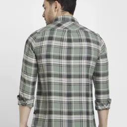 Spykar Sage Green Cotton Regular Slim Fit Checks Shirt image 2