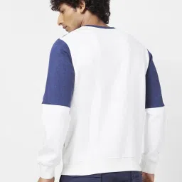 Spykar Indigo Blue & White Slim Fit Colour Block Sweatshirt image 2