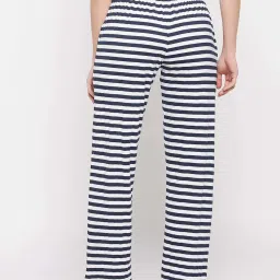 Clovia Blue Cotton Striped Pyjamas image 2
