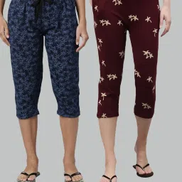 Kryptic Blue & Maroon Printed Capris - Pack of 2 image 1