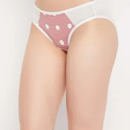 Clovia White Striped Bikini Panty image 2