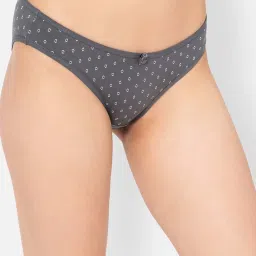 Clovia Grey Cotton Printed Bikini Panty image 2