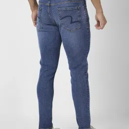 Spykar Mid Blue Cotton Slim Fit Distressed Jeans image 2