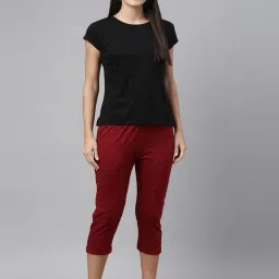 Kryptic Maroon & Pink Printed Pure Cotton Elasticated Waist Band Regular Fit Pyjamas - Pack of 2 image 4