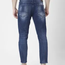 Spykar Mid Blue Cotton Slim Fit Distressed Jeans image 2