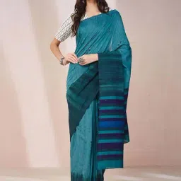 Fabindia Blue Cotton Woven Pattern Saree-image-14