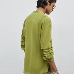 ETA by Westside Green Solid Relaxed-Fit Cotton Shirt image 2