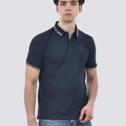 Camla Navy Cotton Regular Fit Polo T-Shirts image 1