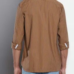 Tommy Hilfiger Classic Khaki & Carbon Navy Cotton Regular Fit Striped Shirt image 2