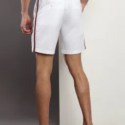Tommy Hilfiger White Cotton Regular Fit Striped Shorts image 2
