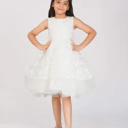Creative Kid's Girls White Embellished Dress-picture-17