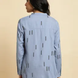 W Blue Printed Shirt image 2