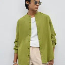 ETA by Westside Green Solid Relaxed-Fit Cotton Shirt-picture-18