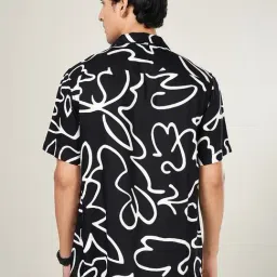 People By Pantaloons Jet Black Slim Fit Printed Shirt image 2