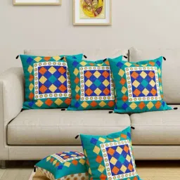 Living Roots Multicolor Cotton Cushion Covers - Set of 5-picture-12