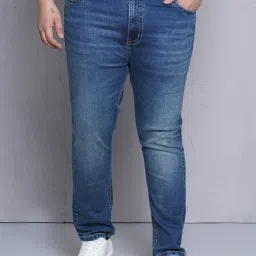 John Pride Blue Regular Fit Lightly Washed Plus Size Jeans image 1