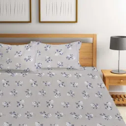 Klotthe Grey Cotton Blend 300 TC Elastic Bed Sheet With 2 Pillow Covers image 2