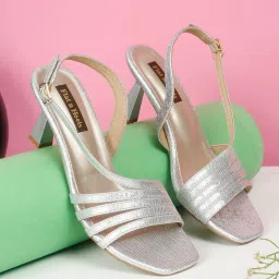 Flat N Heels Women's Silver Back Strap Stilettos image 1