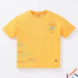 Ed-a-Mamma Kids Yellow Graphic Print T-Shirt-image-9