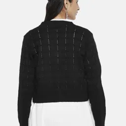 Rangmanch by Pantaloons Black Self Pattern Cardigan image 2