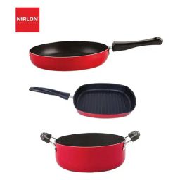Nirlon Red Aluminium Non-Stick Kitchenware Cooking Utensil - Set of 3-picture-21