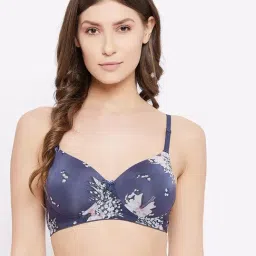 Clovia Navy Floral Print Full Coverage Bra-picture-34